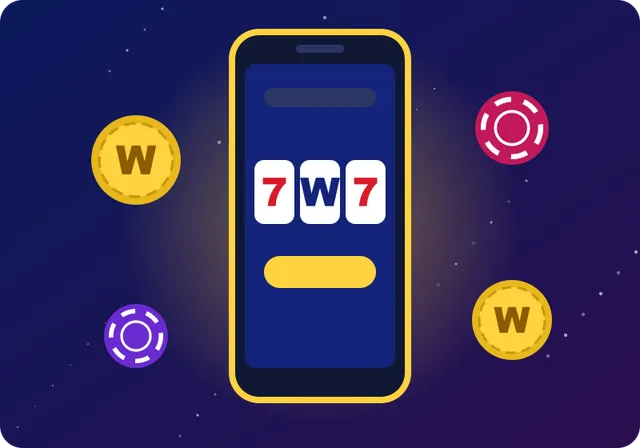 Wonaco on a phone screen with slot reels and coins Wonaco on a phone screen with slot reels and coins